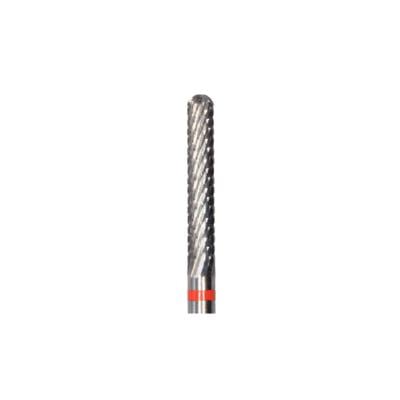 Meisinger Tungsten Carbide Cutter, HP, FX, Round End, X-Cut Fine, Red Ring, Cylinder, HM 486FX-023, 2.3 mm Diameter, 14.0 mm Head Length, 2/Pkg
