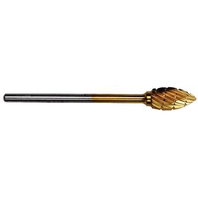 Patterson® Gold Titanium Nitride Lab Bur, HP Standard, Flame, #61A/81A, 6.350 mm Diameter, 12.700 mm Length, 1/Pkg