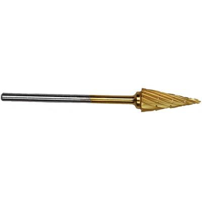 Patterson® Gold Titanium Nitride Lab Bur, Cone, #82T, 6.350 mm Diameter, 15.875 mm Length, HP Standard Shank, 1/Pkg