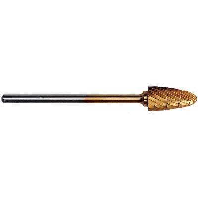 Patterson® Gold Titanium Nitride Lab Bur, Tapered Fissure, #84T, 6.350 mm Diameter, 12.700 mm Length, HP Standard Shank, 1/Pkg