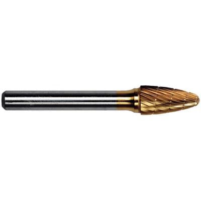 Patterson® Gold Titanium Nitride Lab Bur – Lathe, Tapered Fissure, #A, 9.525 mm Diameter, 19.050 mm Length, 1/Pkg