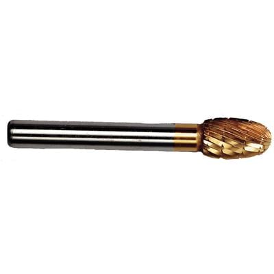 Patterson® Gold Titanium Nitride Lab Bur, Football Shape, #D, 9.525 mm Diameter, 15.875 mm Length, Lathe Shank, 1/Pkg