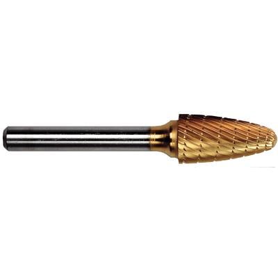 Patterson® Gold Titanium Nitride Lab Bur, Lathe, Tapered Fissure, #A, 12.7 mm Diameter, 25.4 mm Length, 1/Pkg