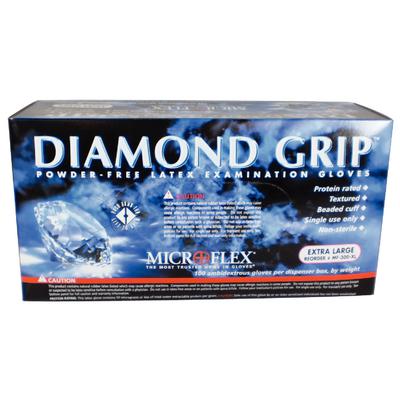 Microflex Diamond Grip Powder-Free Latex Exam Gloves, Extra Large, Textured, Non-Sterile, 100/Box, MF-300-XL