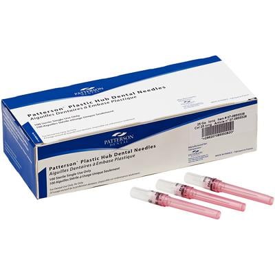Patterson® Disposable Plastic Hub Needles, 25 Gauge, Long (35 mm), Red, 100/Box, PP50825