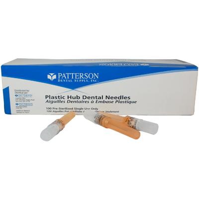 Patterson® Disposable Plastic Hub Needles, 27 Gauge, Short (25 mm), Orange, 100/Box, PP57827
