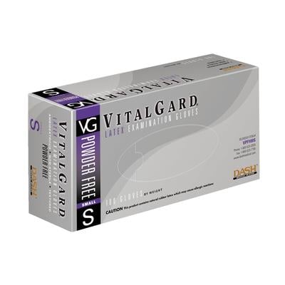 VitalGard® Latex Exam Gloves, Powder Free, Non-Sterile, Textured, Small, 100/Box, VPF100S