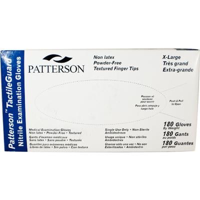 Patterson® TactileGuard™ Nitrile Exam Gloves, Powder Free, Non-Sterile, Extra Large, Blue, 180/Box
