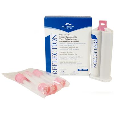Reflection™ VPS Impression Material, High Performance Cartridge - Monophase, Regular Set, Pink, 2 x 50 ml Cartridges with 6 Mixing Tips