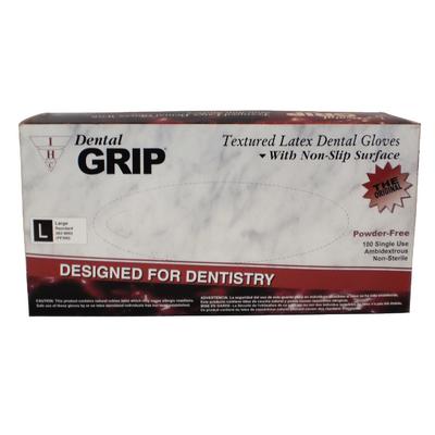 Dental Grip® Latex Powder Free Exam Gloves, Non-Sterile, Textured, Ambidextrous, Large, 100/Box, 10 Boxes/Case, 115300