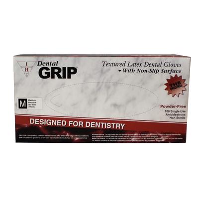 Dental Grip® Latex Powder Free Exam Gloves, Non-Sterile, Textured, Ambidextrous, Medium, 100/Box, 10 Boxes/Case, 115200