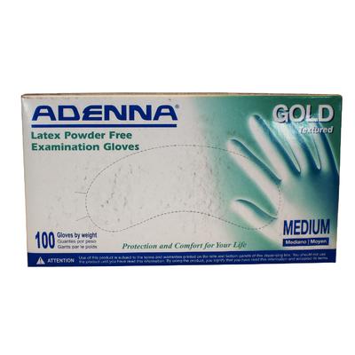 Adenna® Gold Latex Exam Gloves, Powder Free, Non-Sterile, Medium, 100/Box