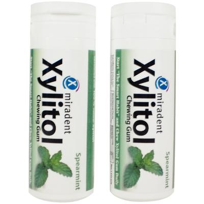 Miradent Xylitol Chewing Gum, Spearmint, 30 Pieces/Vial, 12 Vials/Pkg, 630052