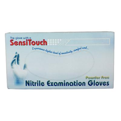 SensiTouch™ Powder Free Nitrile Exam Gloves, Latex Free, Small, Blue, Textured, Beaded Cuff, 100/Box