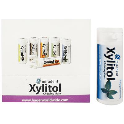 Miradent Xylitol Chewing Gum, Peppermint, 30 Pieces/Vial, 12 Vials/Pkg, 630053