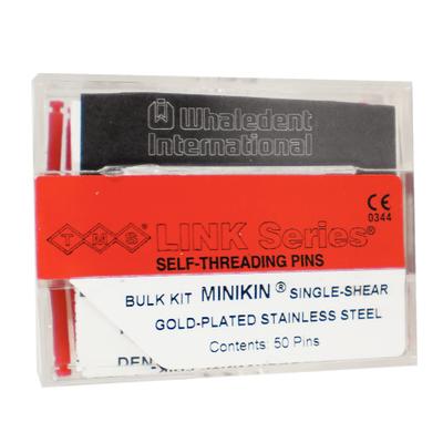TMS Link Series Self-Threading Pins – Minikin Single Shear Kit, Gold-Plated Stainless Steel, 0.017"/0.425 mm, 50 Pins, L512