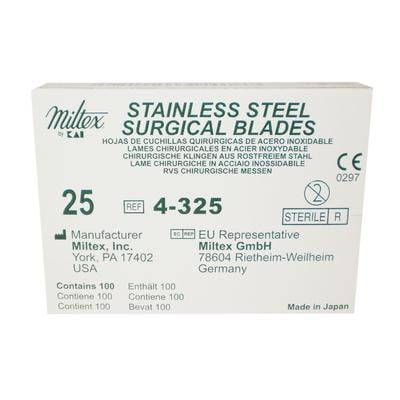 Miltex by Integra Stainless Steel Sterile Surgical Blade #25, 100/Box, 4-325
