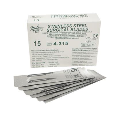 Miltex by Integra #15 Stainless Steel Sterile Surgical Blades, 100/Box, 4-315