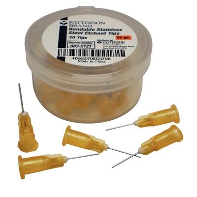 Patterson® Bendable Stainless Steel Etchant Tips, Orange, 25 Gauge, Straight, 20/Pkg