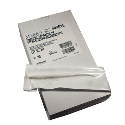 Monoject 444 Surgical Aspiration Tips, Sterile, Disposable, Opaque White, 25/Box, 8881444015