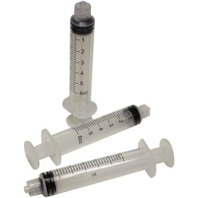 Patterson® Endodontic Luer Lock-Type Syringes, 6 cc, Disposable, Polypropylene, 100/Pkg