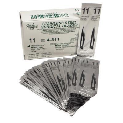 Miltex by Integra #11 Stainless Steel Sterile Surgical Scalpel Blades, 100/Box, 4-311