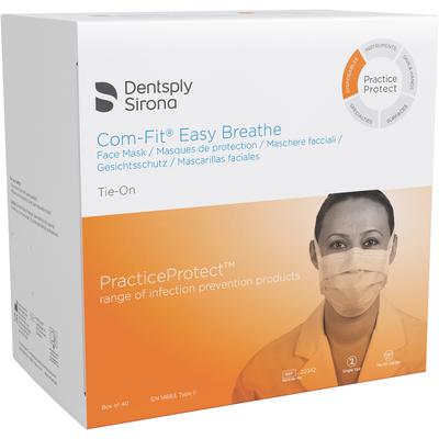 Com-Fit® Easy Breathe™ Tie-On Surgical Masks, EN 14683 Type II, Blue, Latex-Free, Hypoallergenic, One Size Fits All, 40/Pkg
