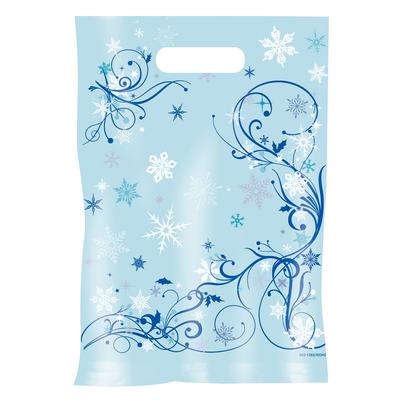 Scatter Print Holiday Supply Bags, 7-1/2" W x 10" H, Winter Flakes, White, 100/Pkg
