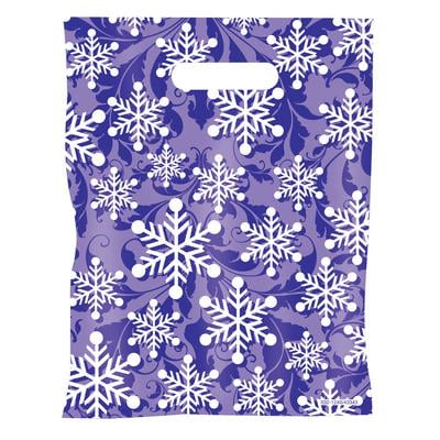 Scatter Print Holiday Supply Bags, 7-1/2" W x 10" H, Purple Flakes, 100/Pkg