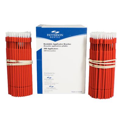 Patterson® Bendable Applicator Brushes, Fine Tip, Red, 10 cm Handle, Disposable, 500/Pkg