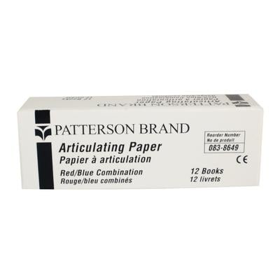 Patterson® Articulating Paper, Thin 63 Microns, Red/Blue, 12 Sheets/Pkg