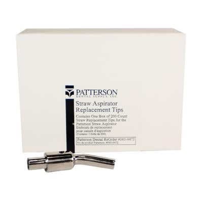 Patterson® Straw Aspirator Kit, Stainless Steel, 200 Replacement Straws, 1 Cleaning Brush, 1/Pkg