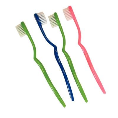 Patterson® New Style Pedo Toothbrush, Extra Soft/Soft Nylon Bristles, Assorted Colors, 72/Pkg
