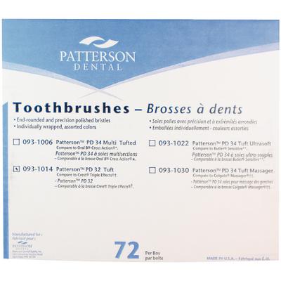 Patterson 32 Tuft Toothbrush, Soft, Adult, Assorted Colors, 72/Pkg