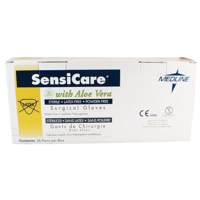 SensiCare® Surgical Gloves with Aloe, Polyisoprene, Sterile, Powder Free, Size 6.0, White, 25 Pairs/Box