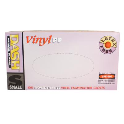 Dash Medical Vinyl Powder-Free Exam Gloves, Latex Free, Non-Sterile, Small, Clear, 100/Box, SLP100S