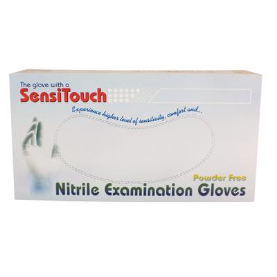 SensiTouch™ Powder Free Nitrile Exam Gloves, Latex Free, Medium, Blue, Textured, Beaded Cuff, 100/Box