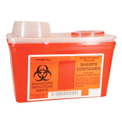 Monoject™ Sharps-A-Gator™ Sharps Container, Small, 4 Quart, Chimney Top, Red, 8881676236