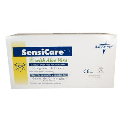 SensiCare® Surgical Gloves with Aloe, Polyisoprene, Powder Free, Sterile, Size 7.5, White, 25 Pairs/Box