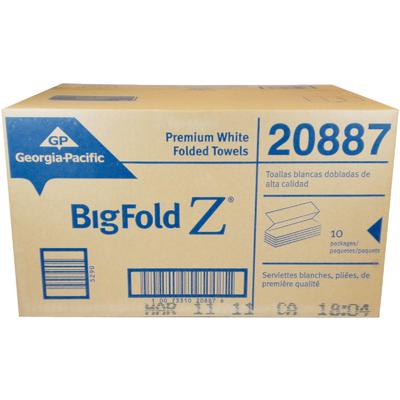 BigFold Z® Premium C-Fold Paper Towels, White, 10.2" x 10.8", 220 Towels/Pkg, 10 Pkgs/Case