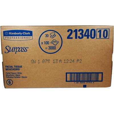 Surpass® Facial Tissue, 2 Ply, 8.0" x 8.3", White, 100 Sheets/Box