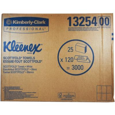 Kleenex Scottfold Towels, White, 9.4" x 12.4", 120 Sheets/Pkg, 25 Pkgs/Case, 01999