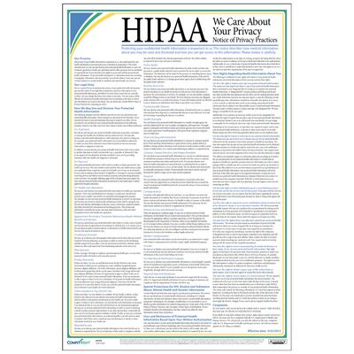HIPAA Notice of Privacy Practices Poster, 12" W x 18" H, Laminated