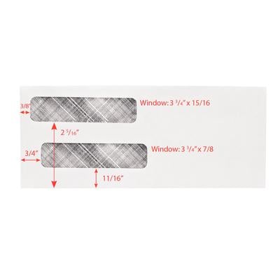Double Window Envelopes, 8-3/4" W x 3-5/8" H, Self-Seal, Security-Lined, 250/Pkg, Quicken® and QuickBooks Compatible