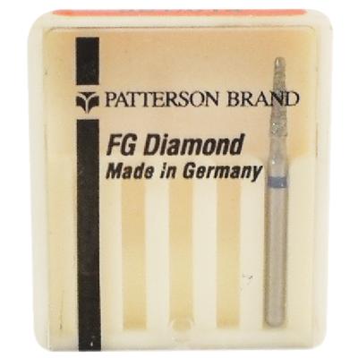 Patterson® Diamond Instrument FG, Medium Grit, Blue Ring, Cone Point End, #851-014, 1.4 mm Diameter, 1/Pkg