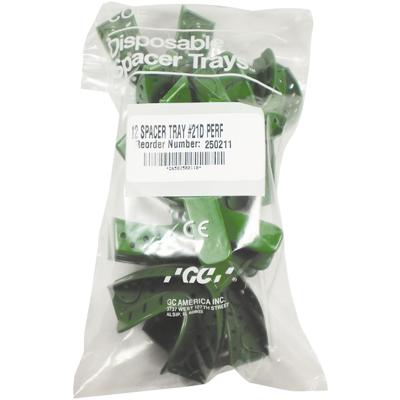 COE Disposable Spacer Impression Trays, Perforated, Lower 21D Medium, Full Arch, Green, 12/Bag