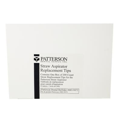 Patterson® Straw Aspirator Replacement Straws, White, 2" Length, 200/Pkg