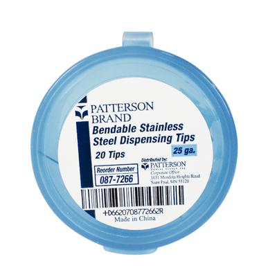 Patterson® Bendable Stainless Steel Dispensing Tips, 25 Gauge, Blue, Straight, 20/Pkg