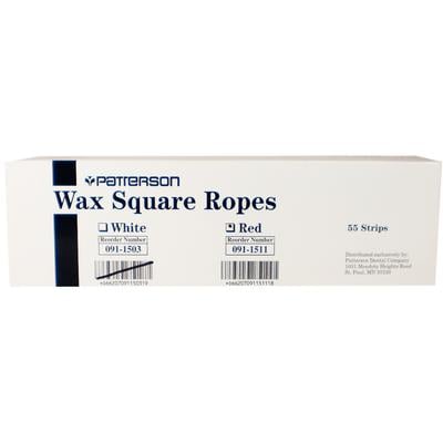 Patterson Wax Square Ropes, Size 11" Long x 3/16" Square, Red, 55/Box