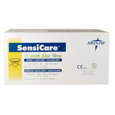SensiCare PI with Aloe Surgical Gloves, Powder Free, Sterile, Size 6.5, White, 25 Pairs/Box